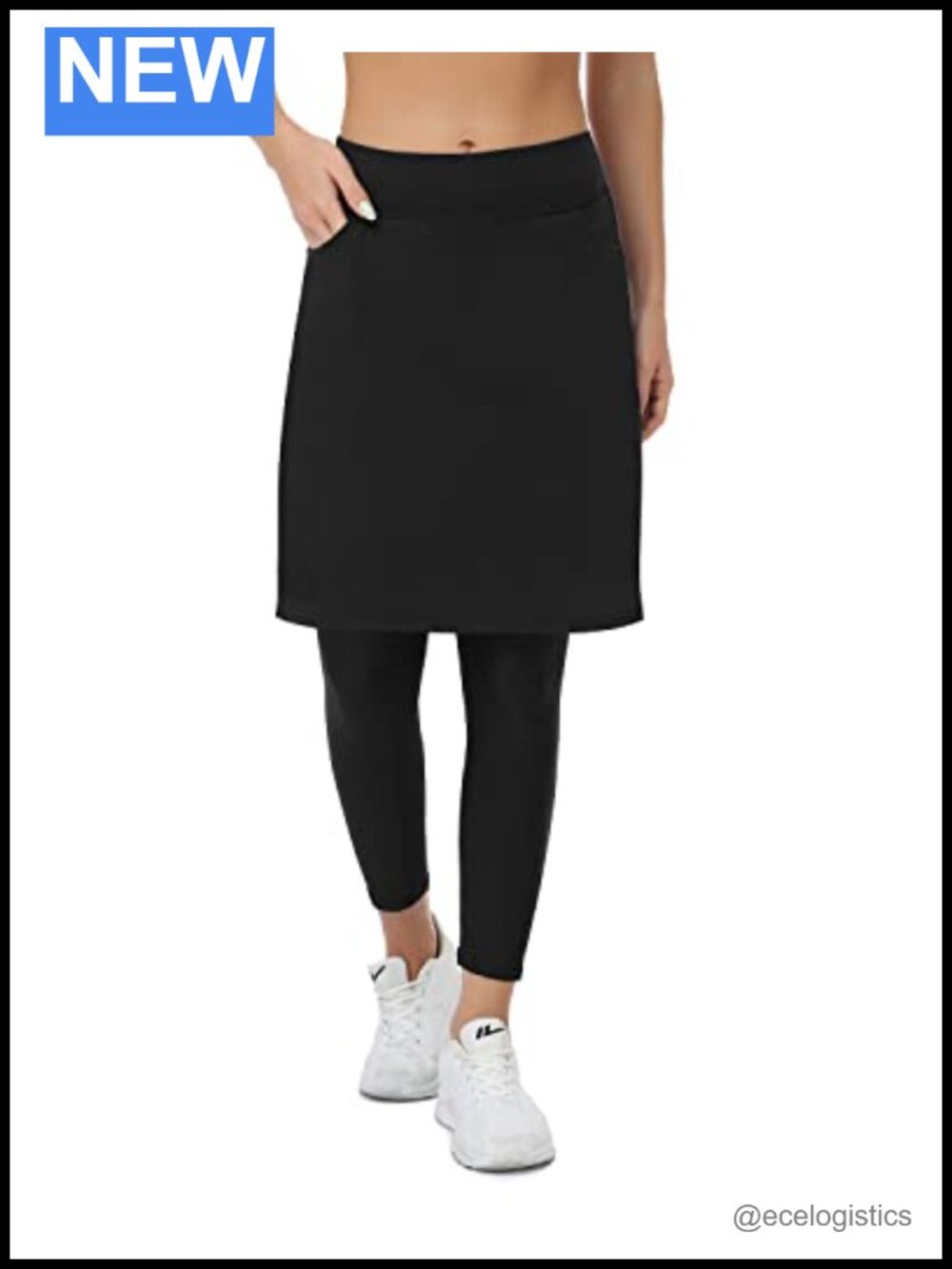 Women's Athletic Skort with Leggings Knee Length High Waist 4 Pockets